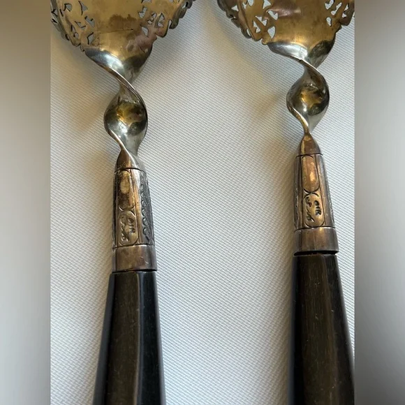 Vintage Collectible Silver Plated Large Salad Serving Spoon and Fork. - Picture 3 of 8